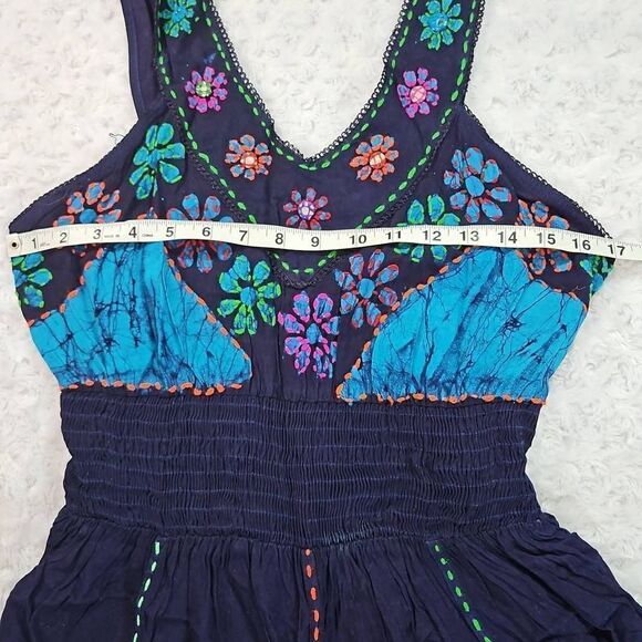 Vintage Floral Tie Dye Hippie Embroidered Shoreline Size L/XL Asymmetrical Hem 9 - Picture 14 of 14